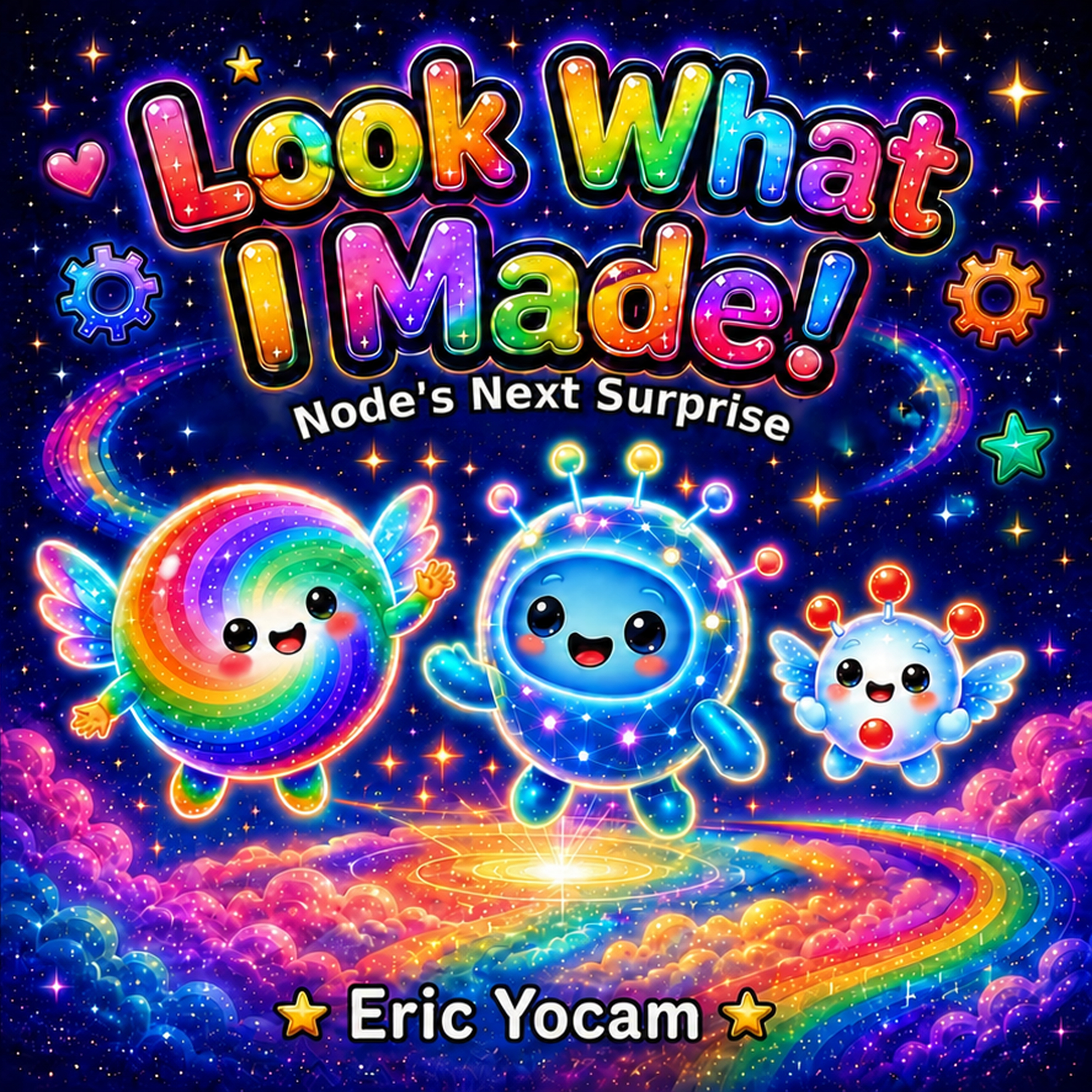 Look What I Made!: Node's Next Surprise - cover showing Little Bloch and Node with a small new creation of their own